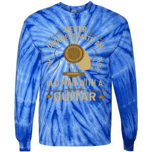 Never Underestimate An Old Man With A Guitar Acoustic Player Tie-Dye Long Sleeve Shirt