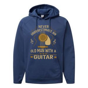 Never Underestimate An Old Man With A Guitar Acoustic Player Performance Fleece Hoodie