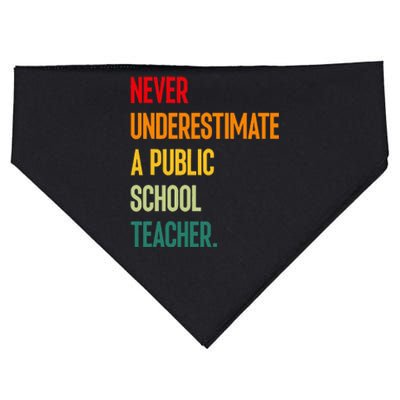 Never Underestimate A Public School Teacher Coach Quote USA-Made Doggie Bandana