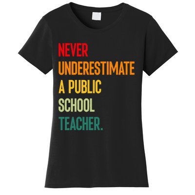 Never Underestimate A Public School Teacher Coach Quote Women's T-Shirt