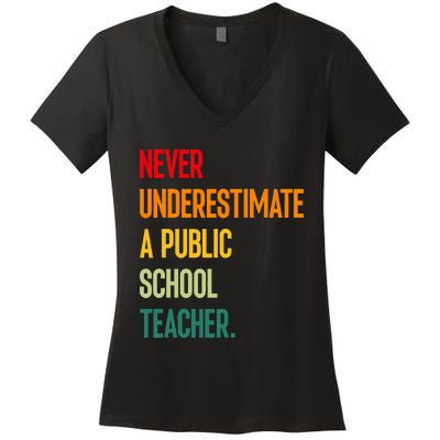 Never Underestimate A Public School Teacher Coach Quote Women's V-Neck T-Shirt