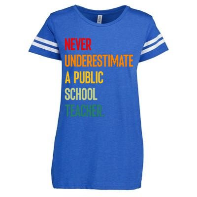 Never Underestimate A Public School Teacher Coach Quote Enza Ladies Jersey Football T-Shirt