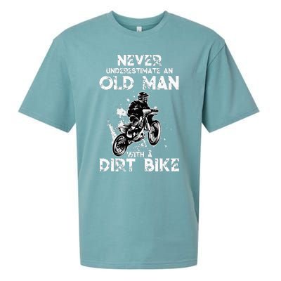 Never Underestimate An Old Man With A Dirt Bike Funny Biker Sueded Cloud Jersey T-Shirt