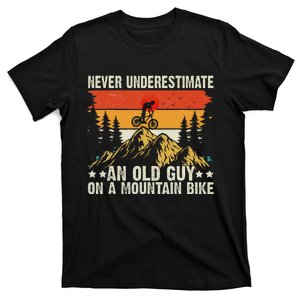 Never Underestimate An Old Guy On A Mountain Bike Cycling T-Shirt