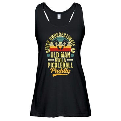Never Underestimate An Old Man With A Pickleball Paddle Ladies Essential Flowy Tank