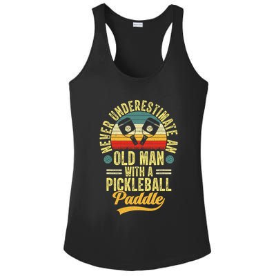 Never Underestimate An Old Man With A Pickleball Paddle Ladies PosiCharge Competitor Racerback Tank