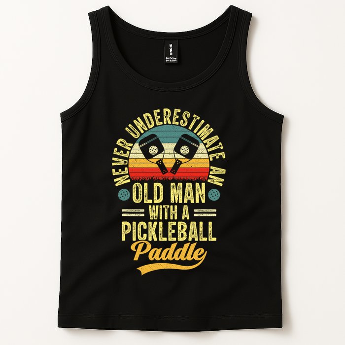 Never Underestimate An Old Man With A Pickleball Paddle Tank Top