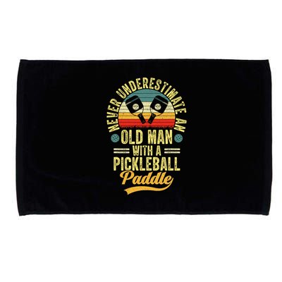 Never Underestimate An Old Man With A Pickleball Paddle Microfiber Hand Towel
