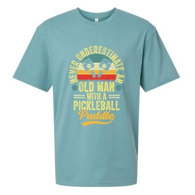 Never Underestimate An Old Man With A Pickleball Paddle Sueded Cloud Jersey T-Shirt
