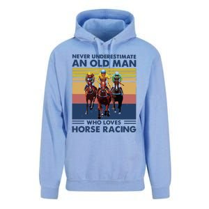 Never Underestimate An Old Man Who Loves Horse Racing Unisex Surf Hoodie