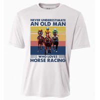 Never Underestimate An Old Man Who Loves Horse Racing Cooling Performance Crew T-Shirt