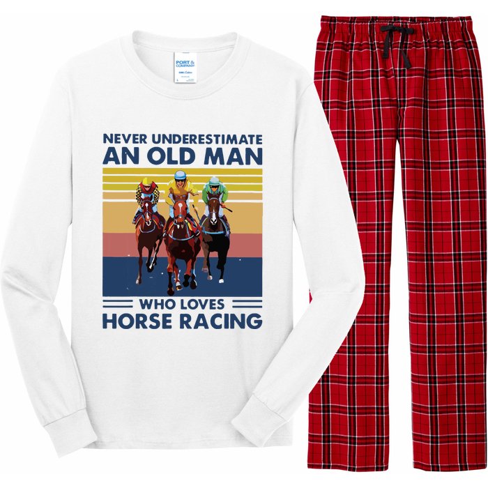 Never Underestimate An Old Man Who Loves Horse Racing Long Sleeve Pajama Set