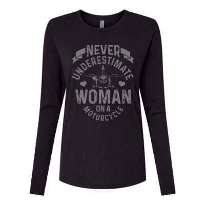 Never Underestimate A Woman Motorcycle Funny Biker Girl Womens Cotton Relaxed Long Sleeve T-Shirt