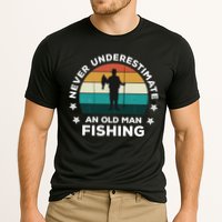 Never Underestimate An Old Man Fishing Fun Catching Fish Cooling Performance Crew T-Shirt