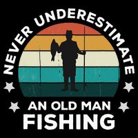 Never Underestimate An Old Man Fishing Fun Catching Fish Cooling Performance Crew T-Shirt