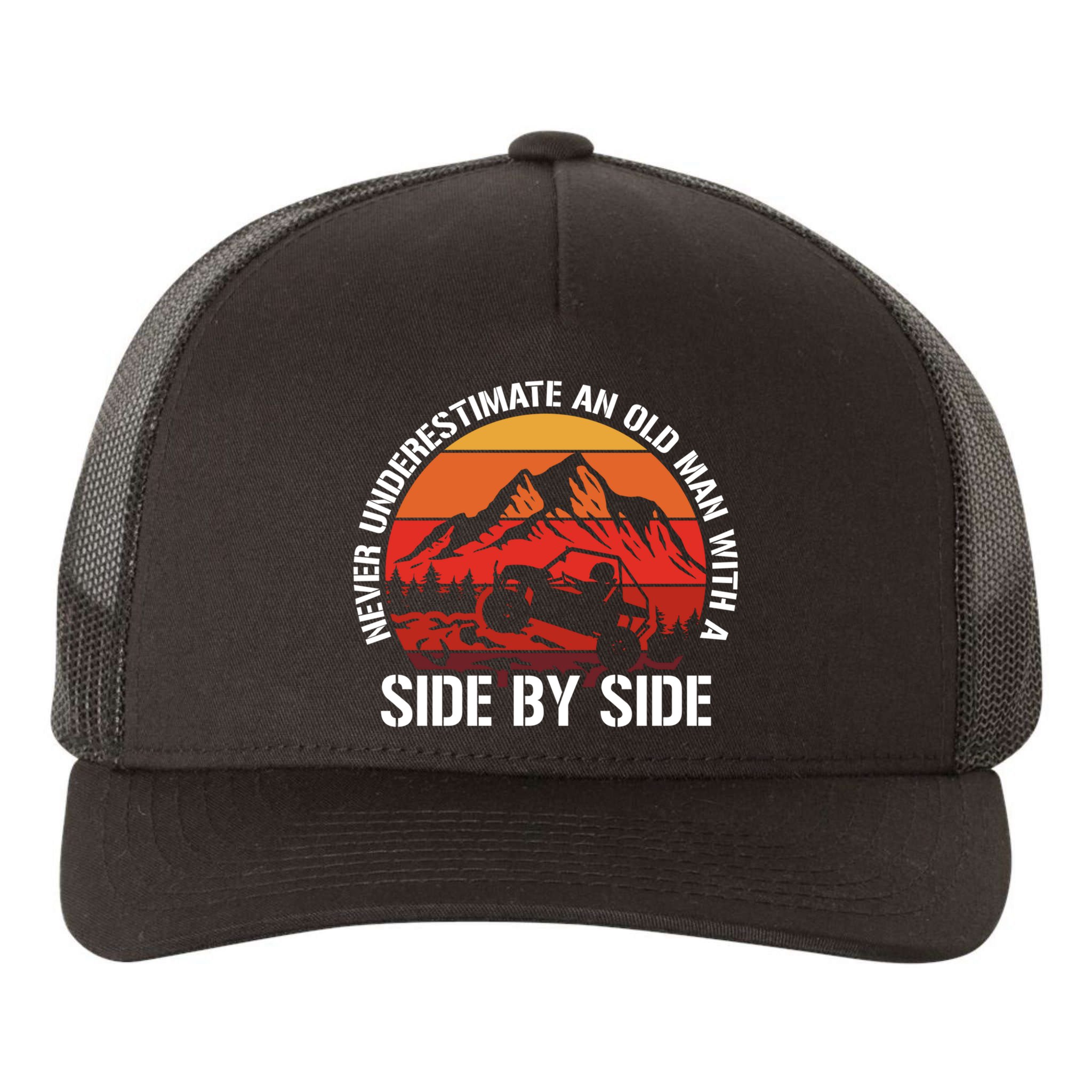 Never Underestimate An Old With A Side By Side Gift Yupoong Adult 5-Panel Trucker Hat