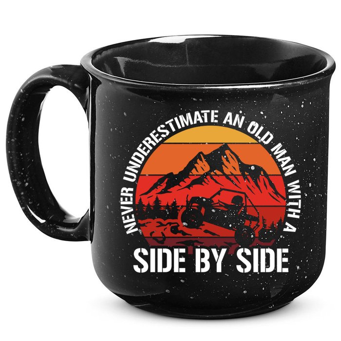 Never Underestimate An Old With A Side By Side Gift 15oz Campfire Ceramic Mug