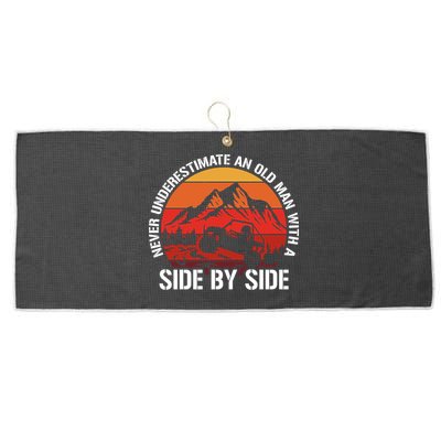 Never Underestimate An Old With A Side By Side Gift Large Microfiber Waffle Golf Towel