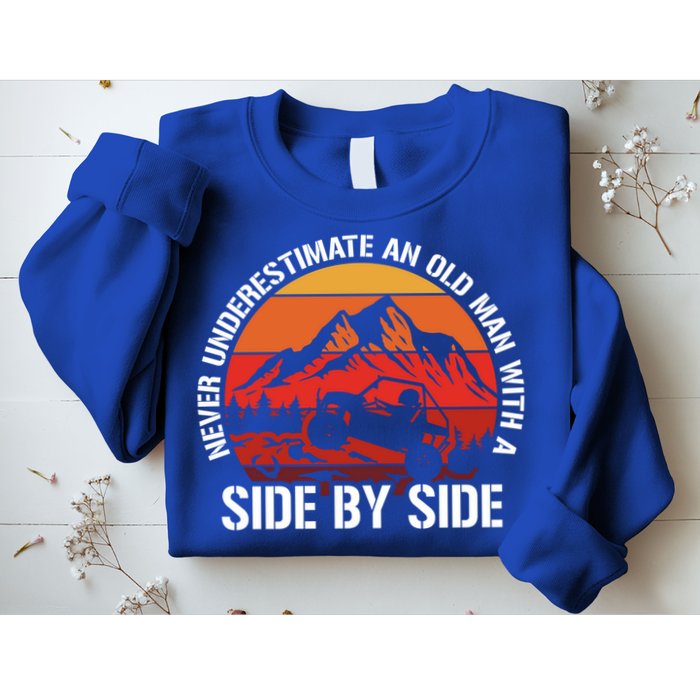 Never Underestimate An Old With A Side By Side Gift Sweatshirt