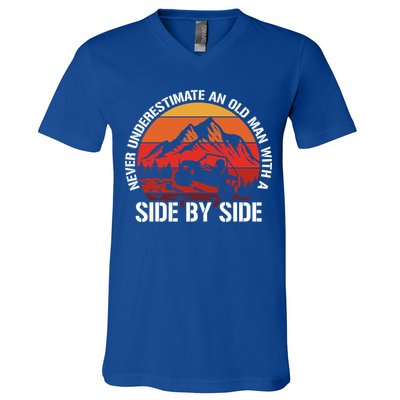 Never Underestimate An Old With A Side By Side Gift V-Neck T-Shirt