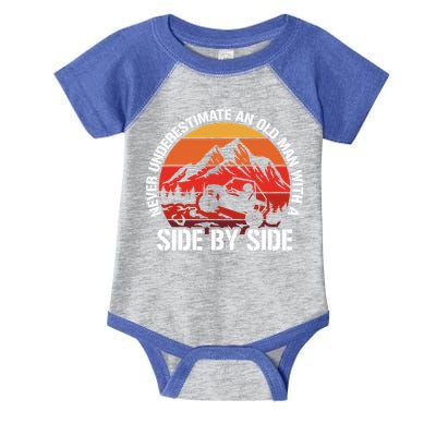 Never Underestimate An Old With A Side By Side Gift Infant Baby Jersey Bodysuit