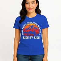 Never Underestimate An Old With A Side By Side Gift Womens T-Shirt