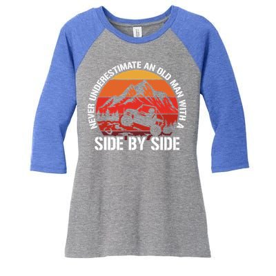 Never Underestimate An Old With A Side By Side Gift Women's Tri-Blend 3/4-Sleeve Raglan Shirt