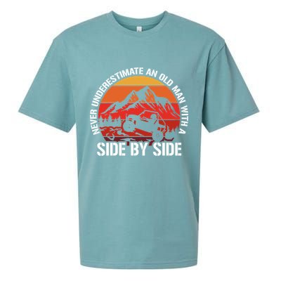 Never Underestimate An Old With A Side By Side Gift Sueded Cloud Jersey T-Shirt