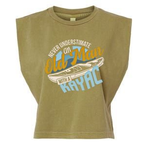 Never Underestimate An Old With A Kayak Gift Garment-Dyed Women's Muscle Tee