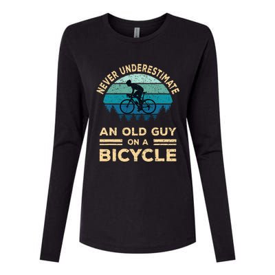 Never Underestimate An Old Guy On A Bicycle Womens Cotton Relaxed Long Sleeve T-Shirt