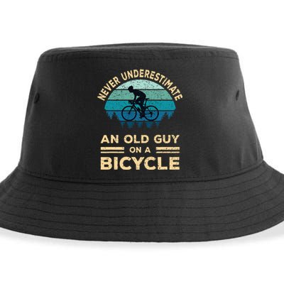 Never Underestimate An Old Guy On A Bicycle Sustainable Bucket Hat