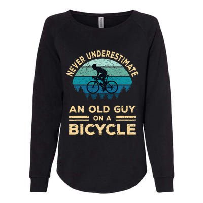 Never Underestimate An Old Guy On A Bicycle Womens California Wash Sweatshirt