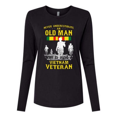 Never Underestimate An OLD MAN Vietnam Veteran Gift Womens Cotton Relaxed Long Sleeve T-Shirt