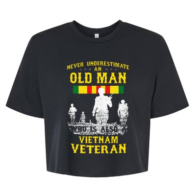 Never Underestimate An OLD MAN Vietnam Veteran Gift Bella+Canvas Jersey Crop Tee