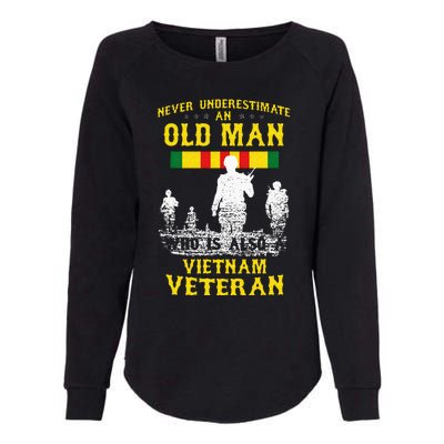 Never Underestimate An OLD MAN Vietnam Veteran Gift Womens California Wash Sweatshirt