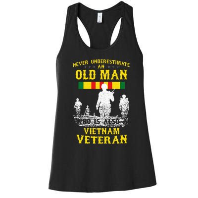 Never Underestimate An OLD MAN Vietnam Veteran Gift Women's Racerback Tank