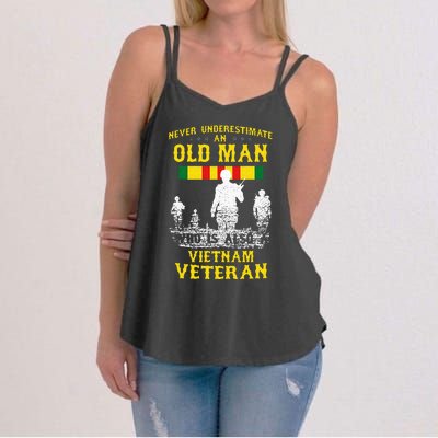 Never Underestimate An OLD MAN Vietnam Veteran Gift Women's Strappy Tank