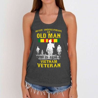 Never Underestimate An OLD MAN Vietnam Veteran Gift Women's Knotted Racerback Tank