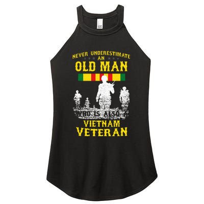 Never Underestimate An OLD MAN Vietnam Veteran Gift Women's Perfect Tri Rocker Tank