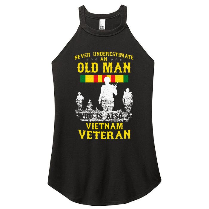 Never Underestimate An OLD MAN Vietnam Veteran Gift Women's Perfect Tri Rocker Tank