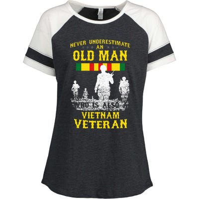 Never Underestimate An OLD MAN Vietnam Veteran Gift Enza Ladies Jersey Colorblock Tee