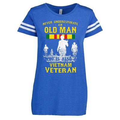 Never Underestimate An OLD MAN Vietnam Veteran Gift Enza Ladies Jersey Football T-Shirt