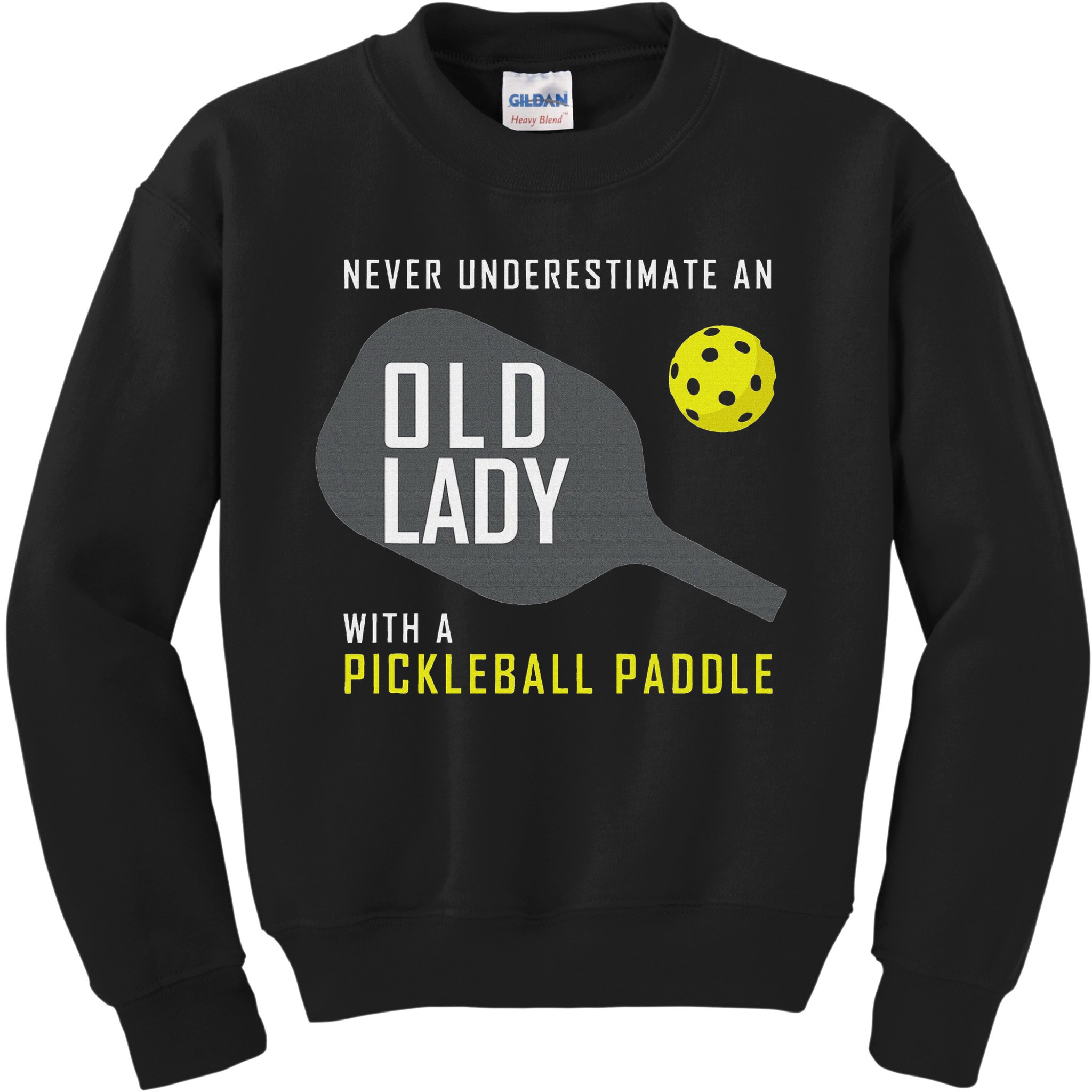 Never Underestimate An Old Lady Pickleball Paddle Gift Kids Sweatshirt