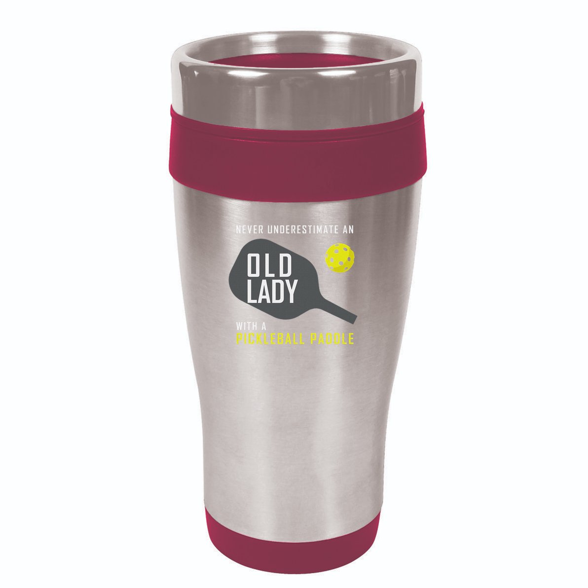 Never Underestimate An Old Lady Pickleball Paddle Gift 16oz Travel Tumbler