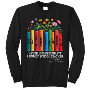 Never Underestimate A Public School Teacher Floral Books Sweatshirt