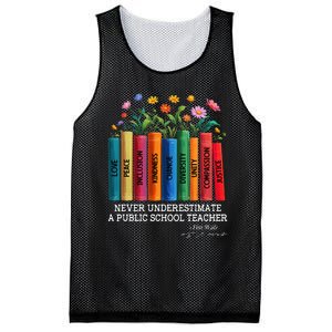 Never Underestimate A Public School Teacher Floral Books Mesh Reversible Basketball Jersey Tank