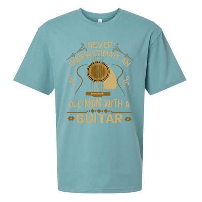 Never Underestimate An Old Man With A Guitar Acoustic Player Sueded Cloud Jersey T-Shirt