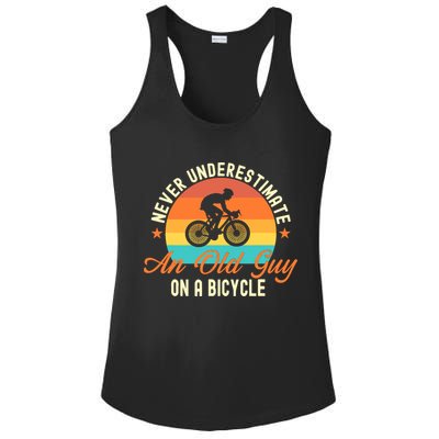 Never Underestimate An Old Guy On A Bicycle Cycling Ladies PosiCharge Competitor Racerback Tank
