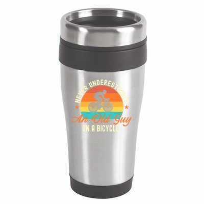 Never Underestimate An Old Guy On A Bicycle Cycling 16oz Travel Tumbler