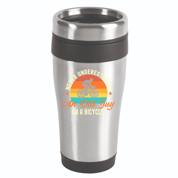 Never Underestimate An Old Guy On A Bicycle Cycling 16oz Travel Tumbler